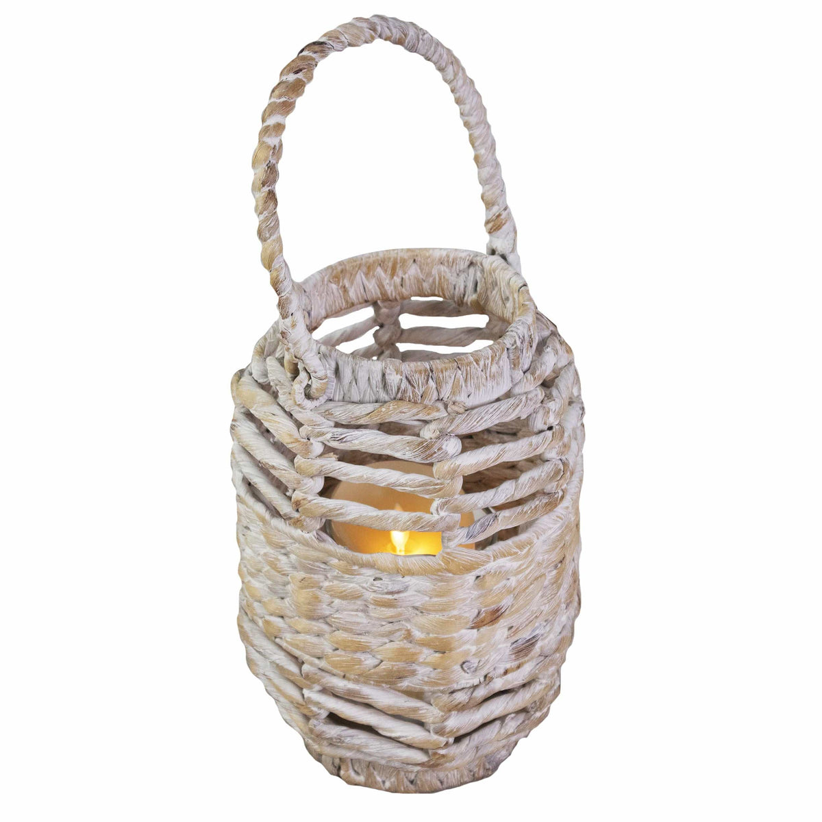 Hand Woven Wicker Candle Holder Lantern & Handle