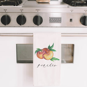 Peaches Watercolor Tea Towel
