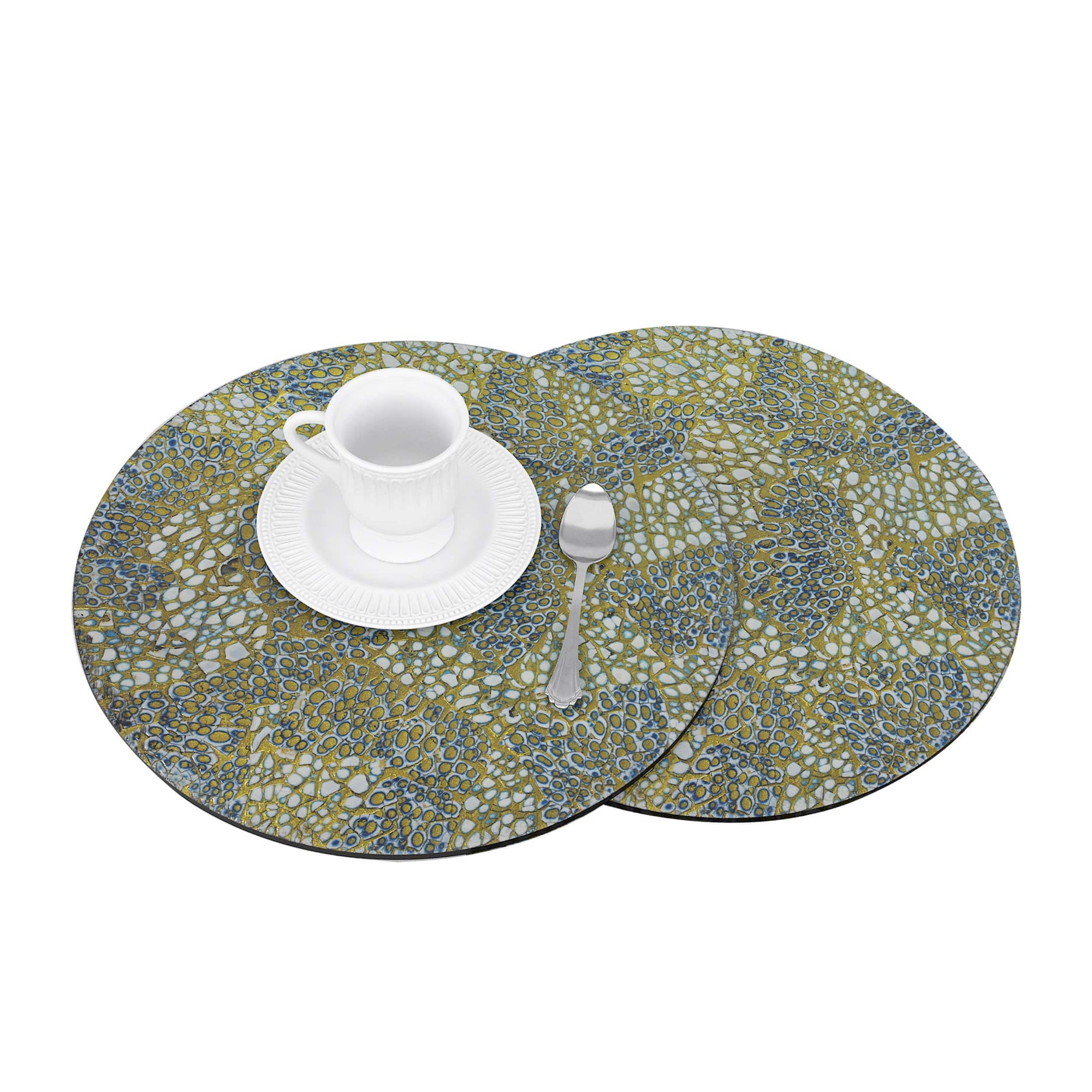 Lacquer Placemats with Eggshell Inlay - Blue