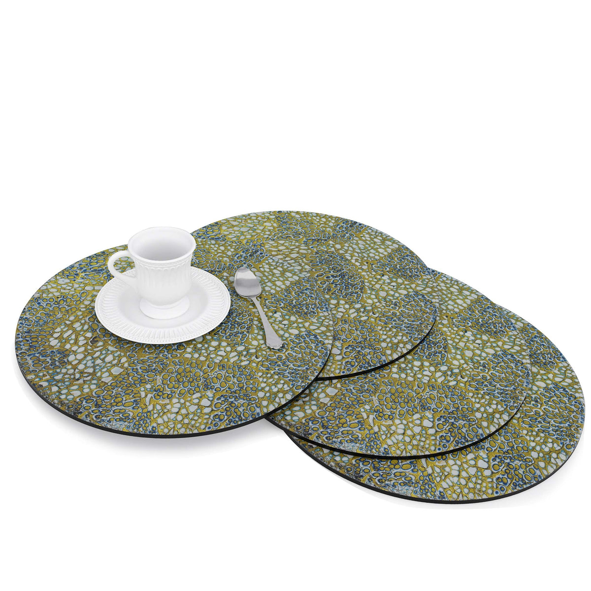 Lacquer Placemats with Eggshell Inlay - Blue