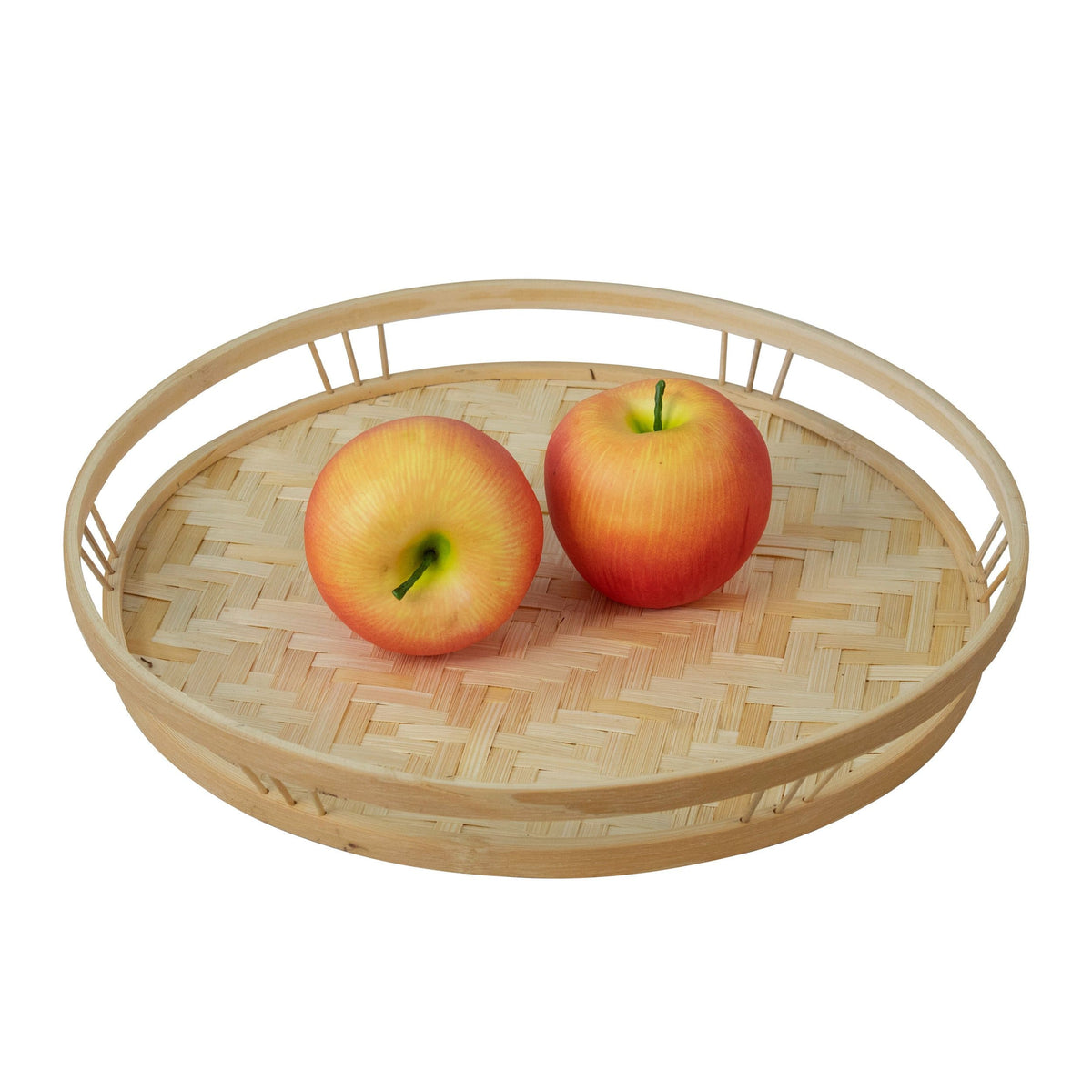 Bamboo Wicker Round Serving Trays with Handles
