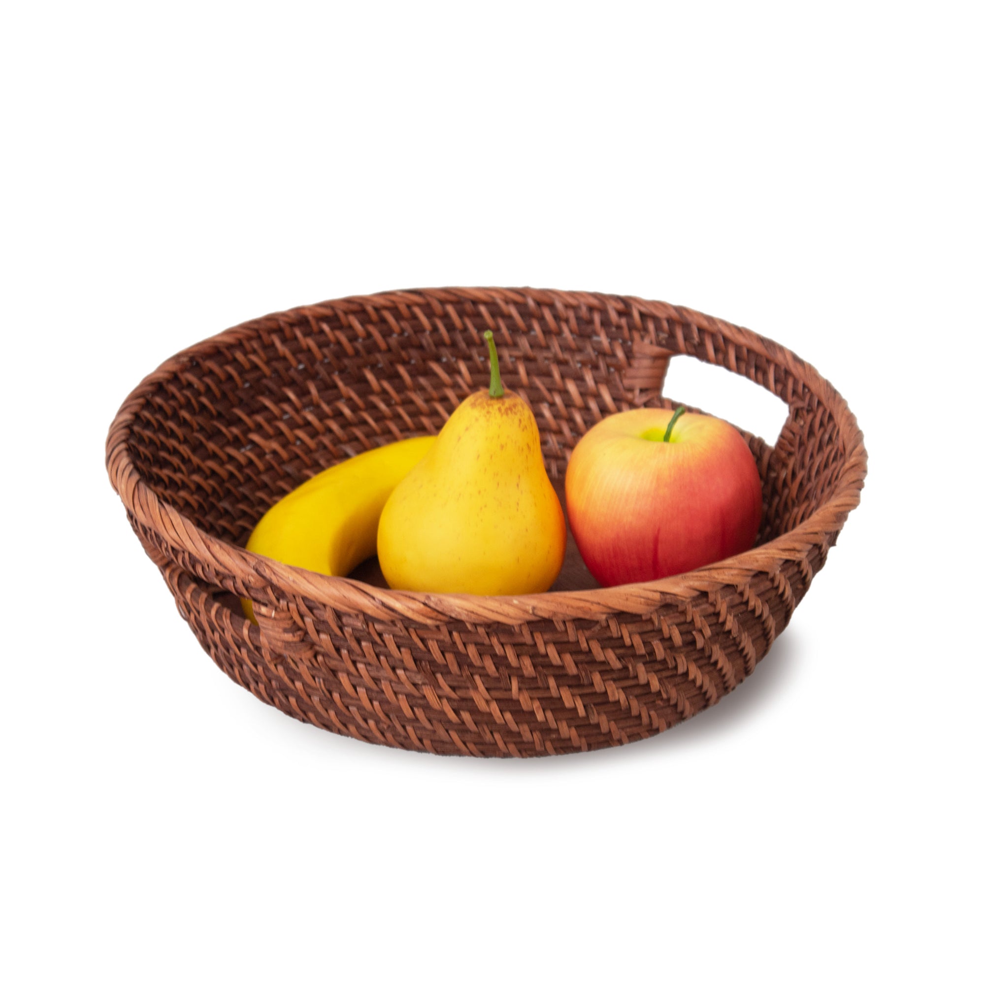 Rattan Wicker Tray with Wooden Base & Insert Handle