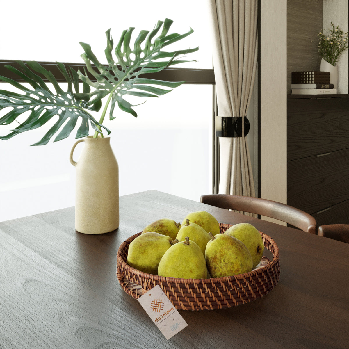 Round Rattan Wicker Tray - Set of 2