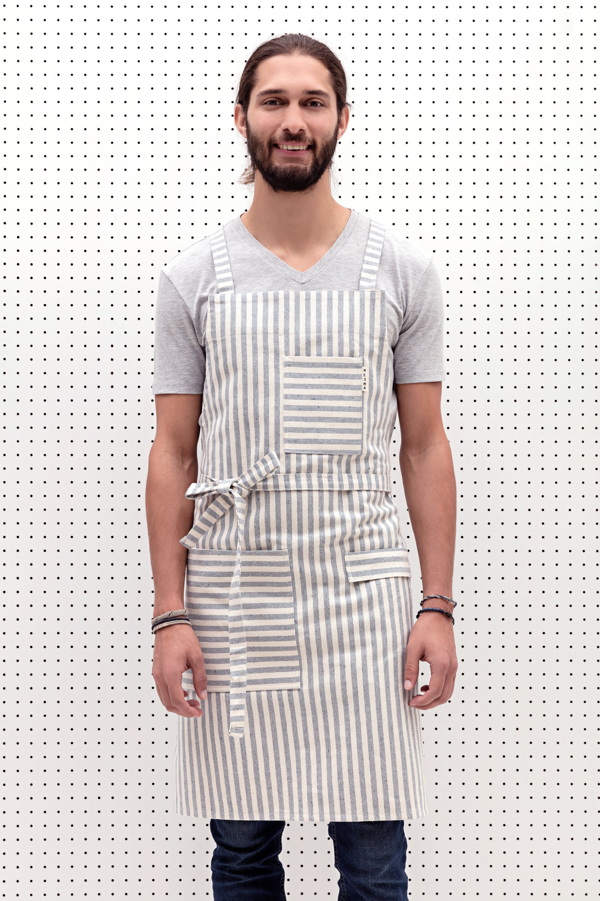 Striped Cross-Back Apron