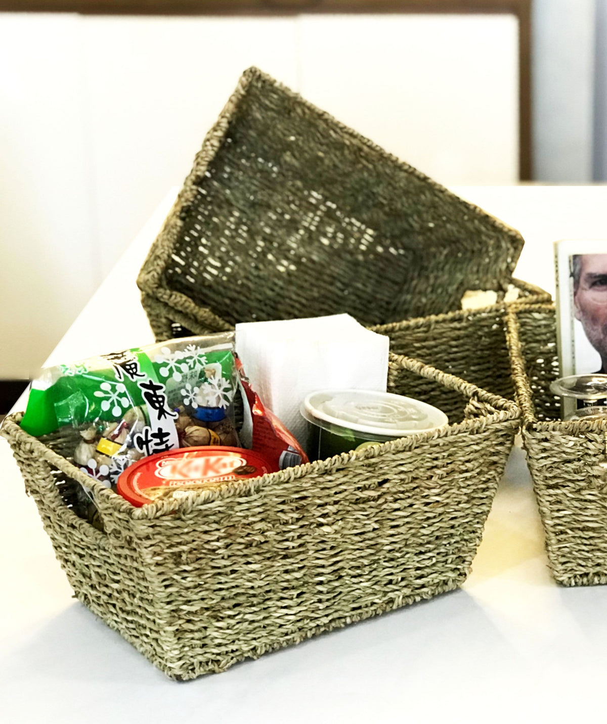 Wicker Trapezoid Storage Baskets - Set of 4