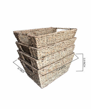 Wicker Trapezoid Storage Baskets - Set of 4