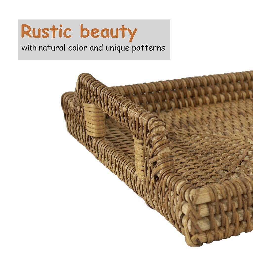 Wicker Serving Trays and Platters with Handles