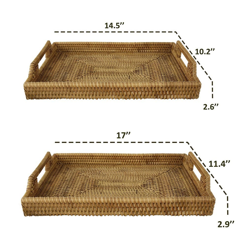 Wicker Serving Trays and Platters with Handles