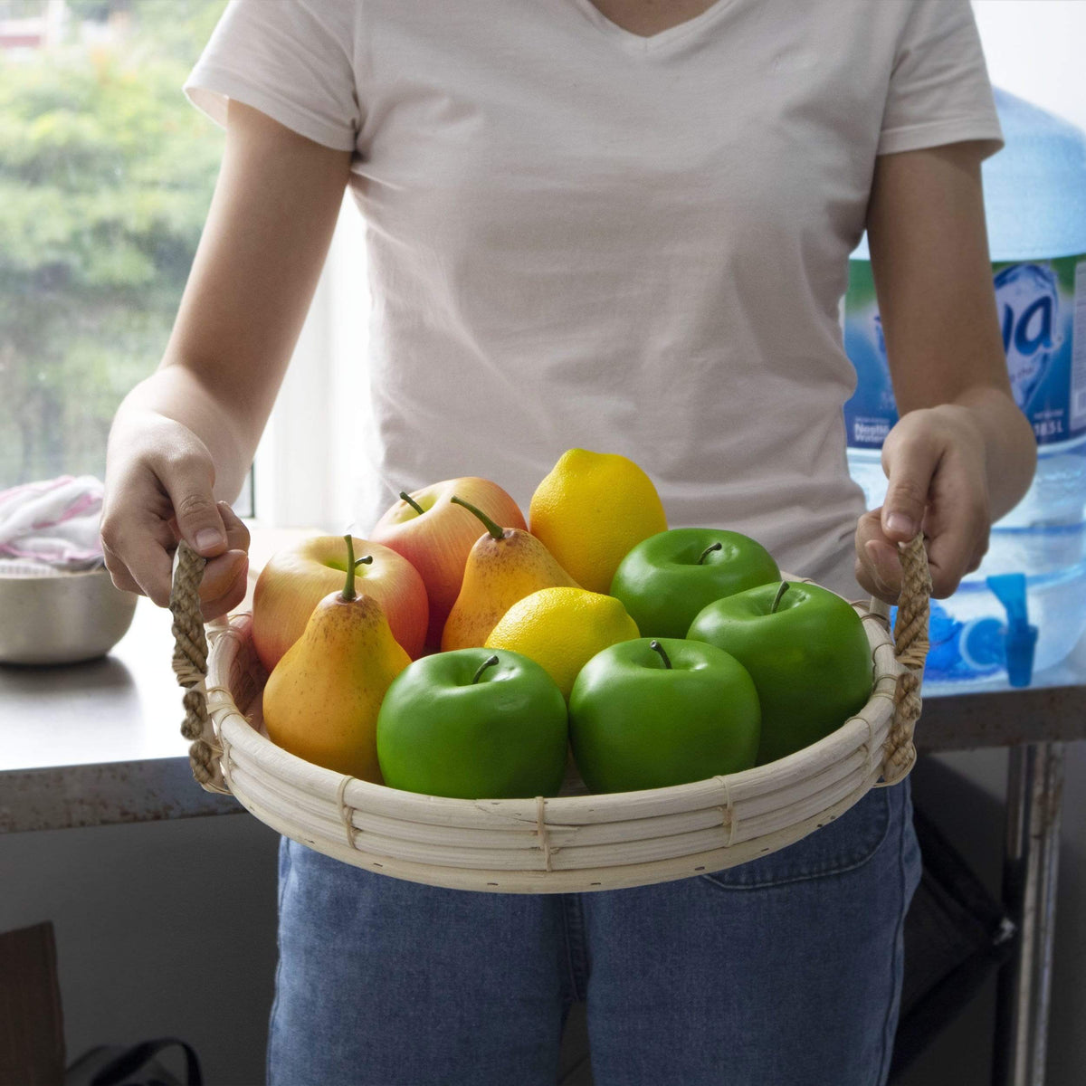 Round Wicker Serving Trays - Set of 2