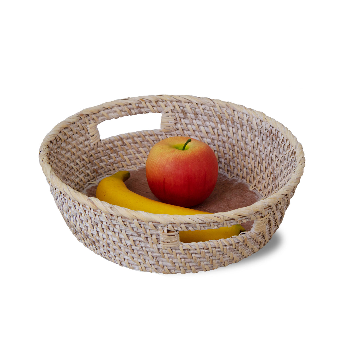 Rattan Wicker Tray with Wooden Base & Insert Handle