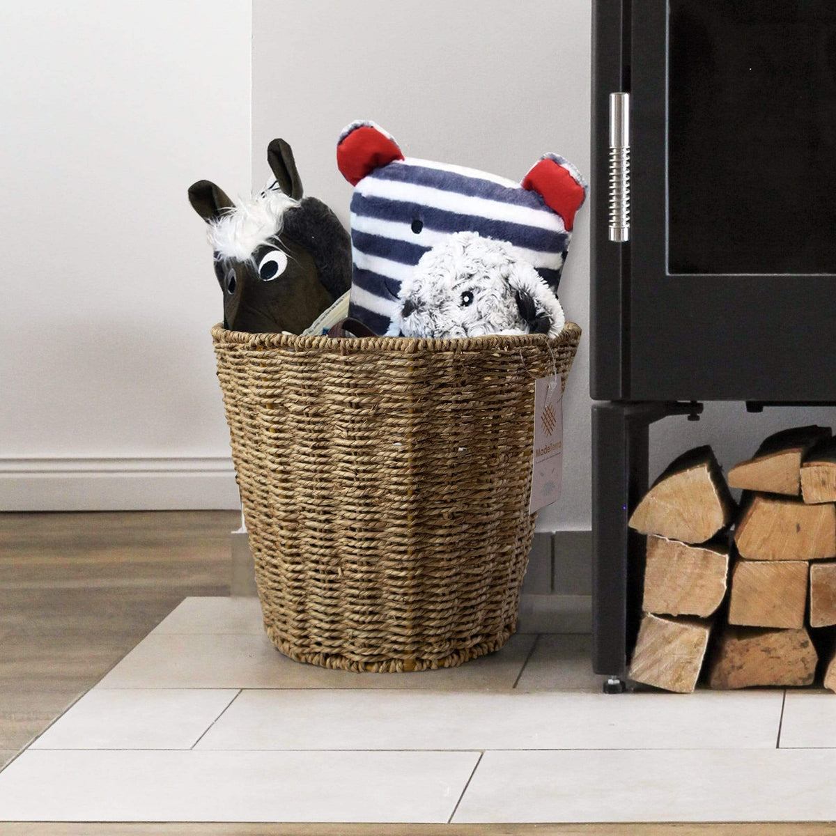 Wicker Hand-Woven Waste Basket