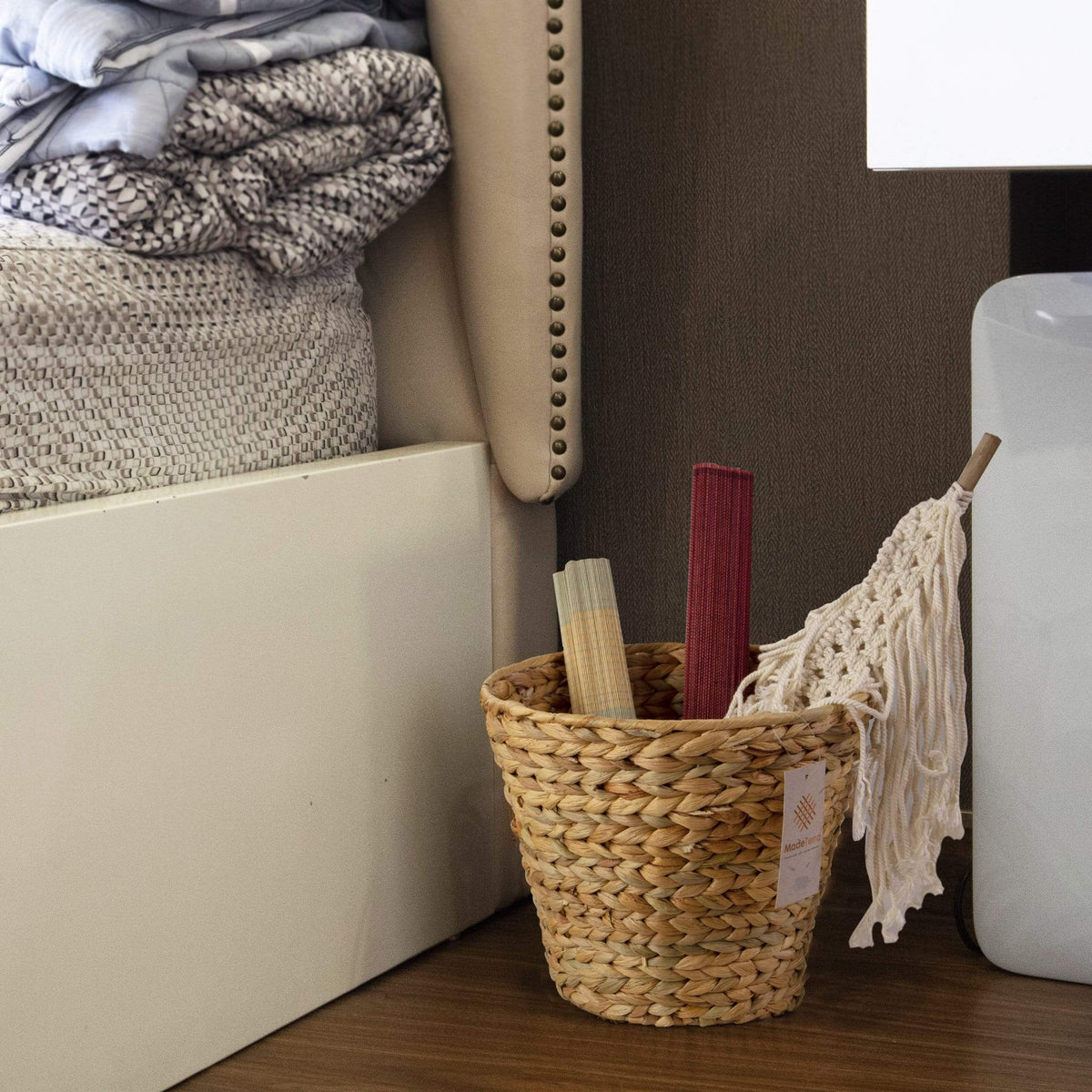 Wicker Hand-Woven Waste Basket