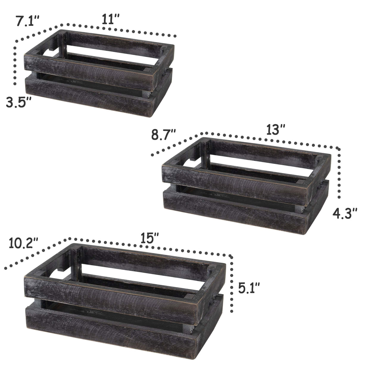 Nesting Rustic Storage & Accent Crates - Set of 3