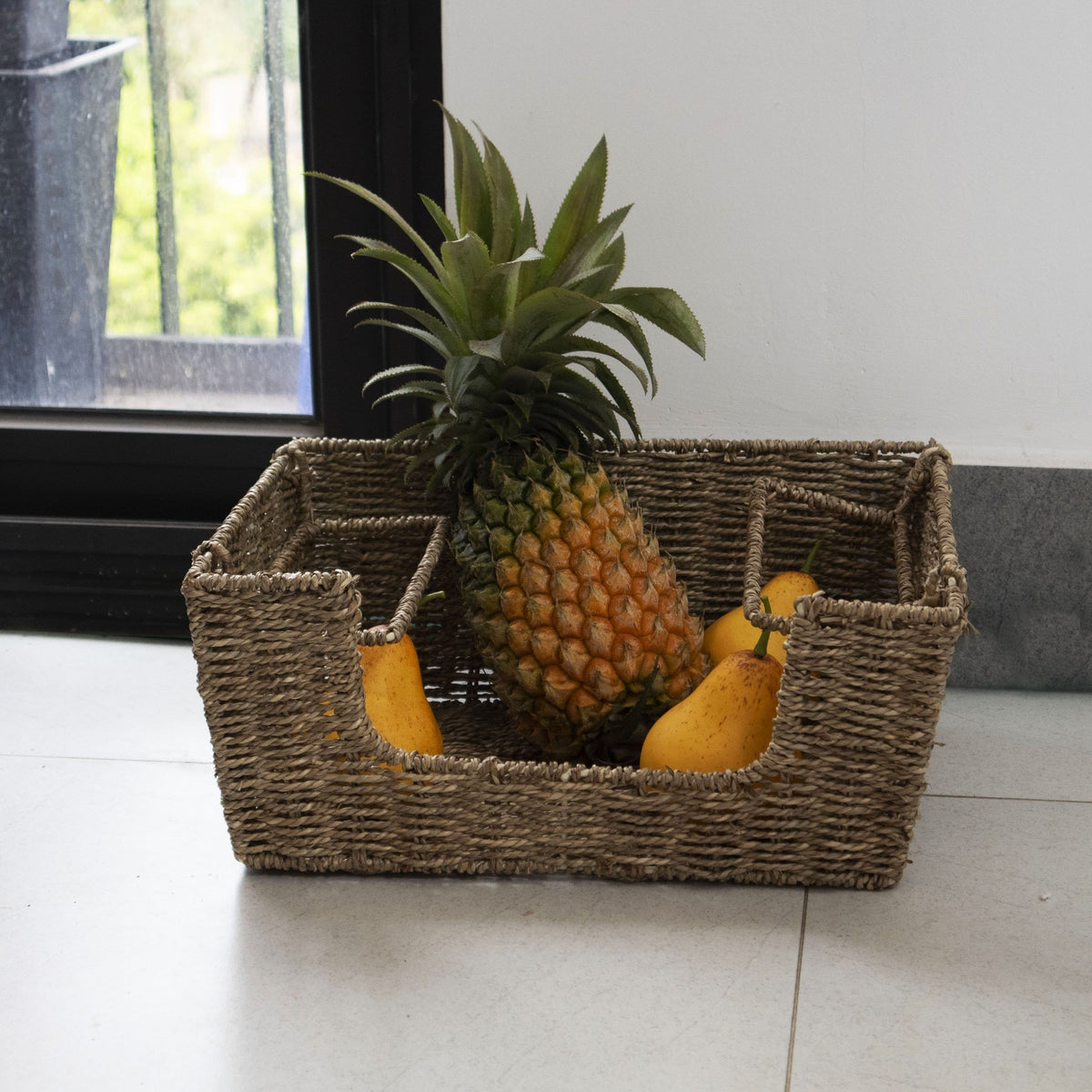 Wicker Stacking Storage Basket Bins - Set of 2