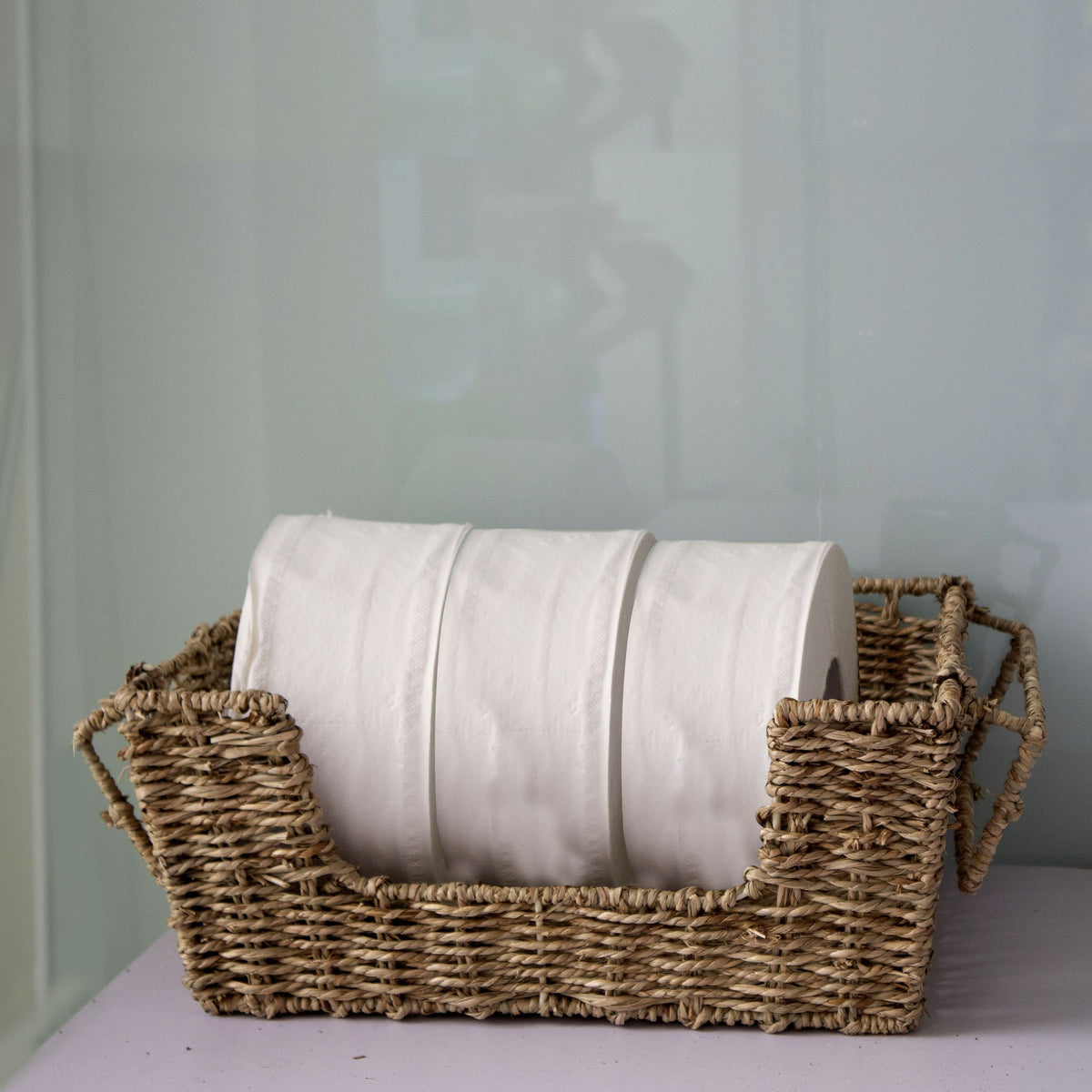 Wicker Stacking Storage Basket Bins - Set of 2