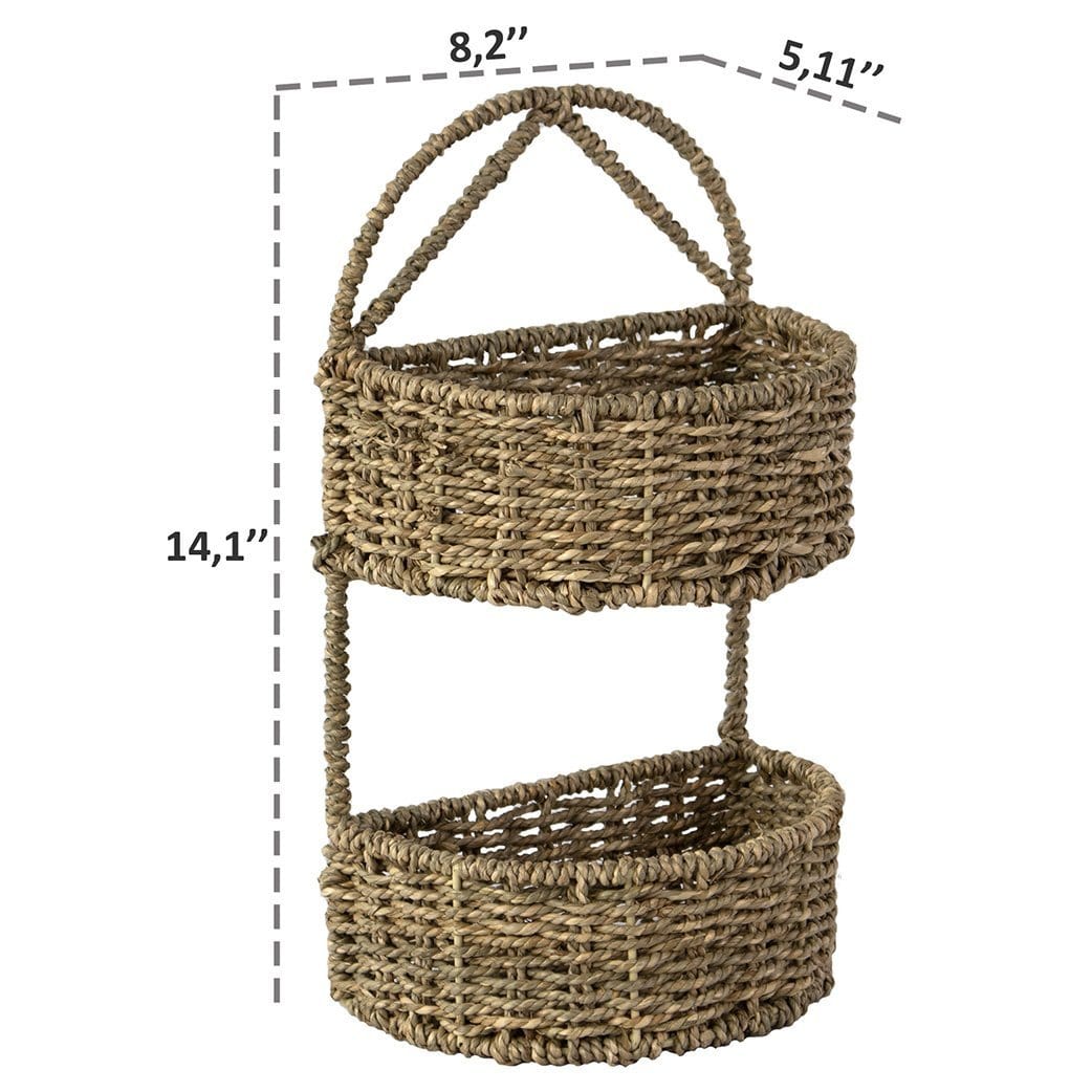 2-Tier Wicker Wall Hanging Storage Baskets