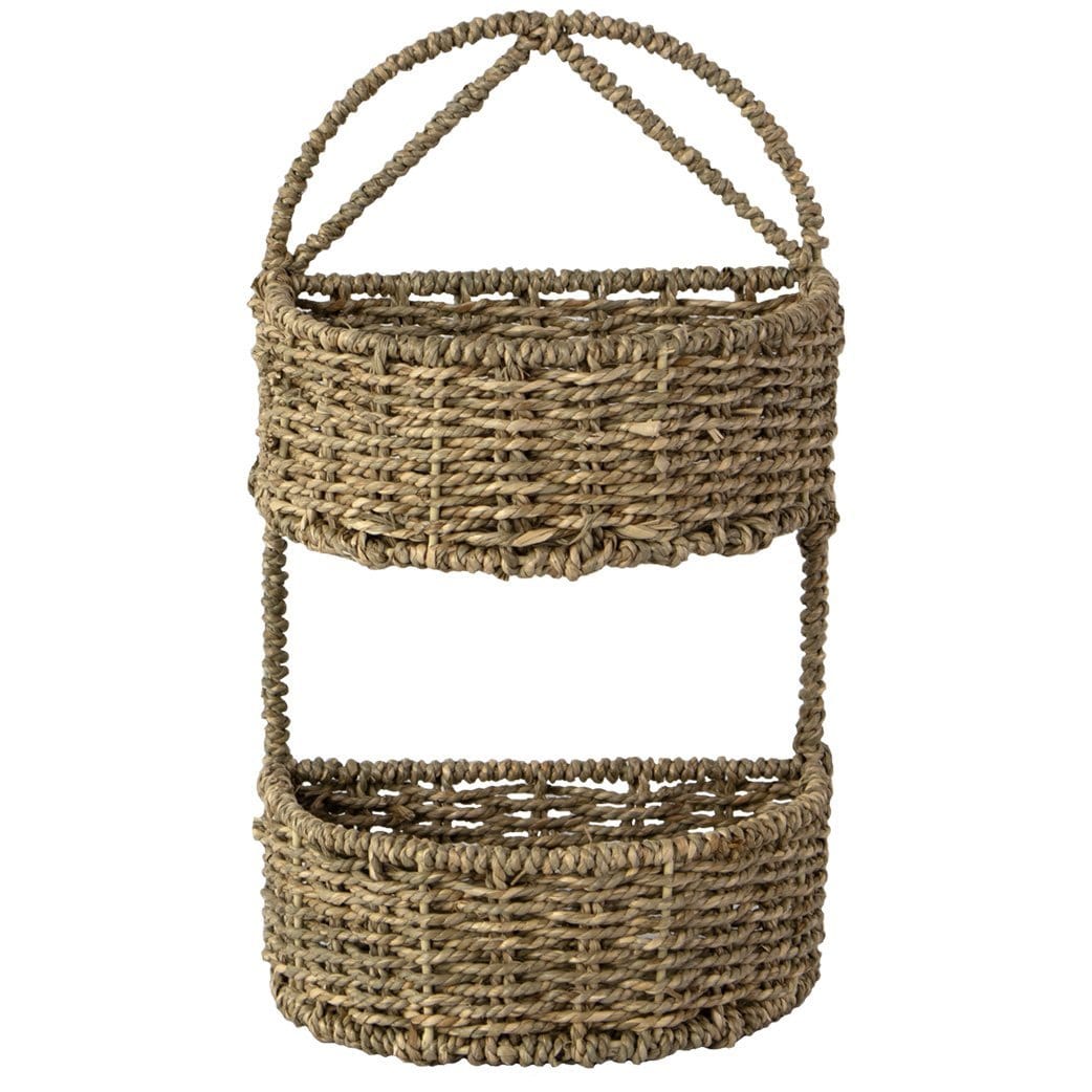 2-Tier Wicker Wall Hanging Storage Baskets