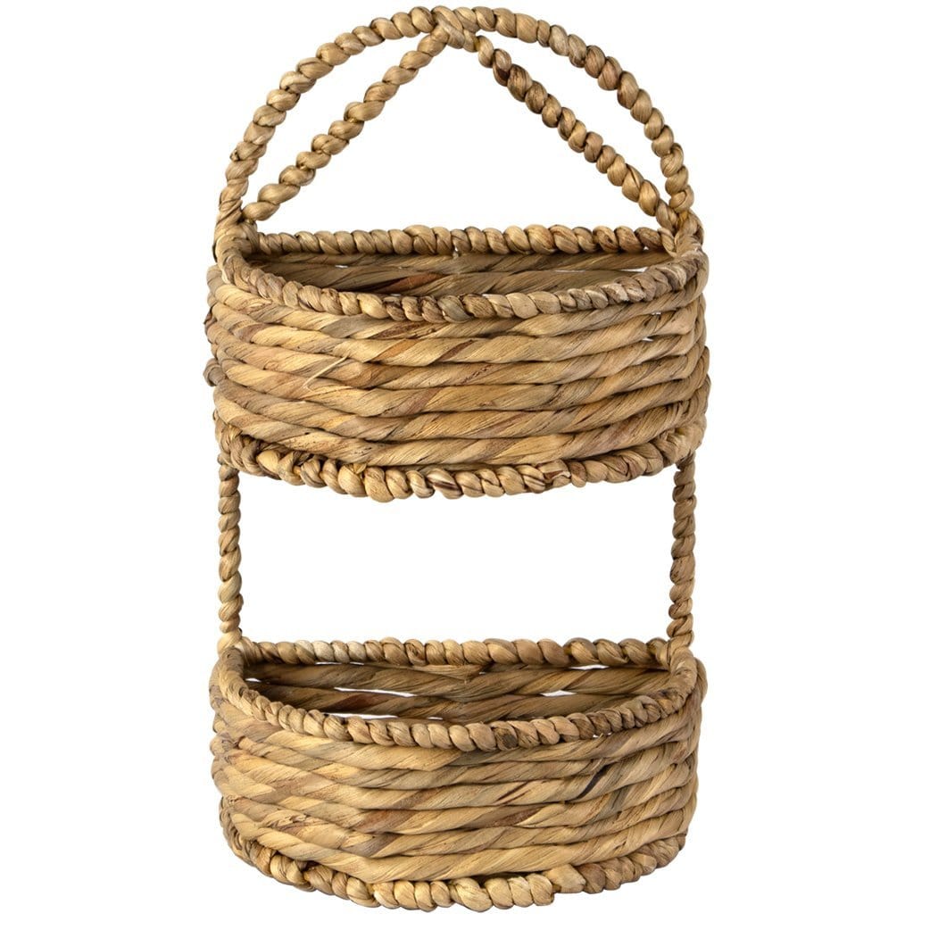 2-Tier Wicker Wall Hanging Storage Baskets