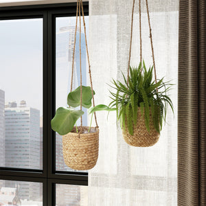 Woven Hanging Plant Pots with Waterproof Interior