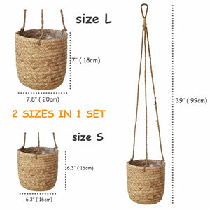 Woven Hanging Plant Pots with Waterproof Interior