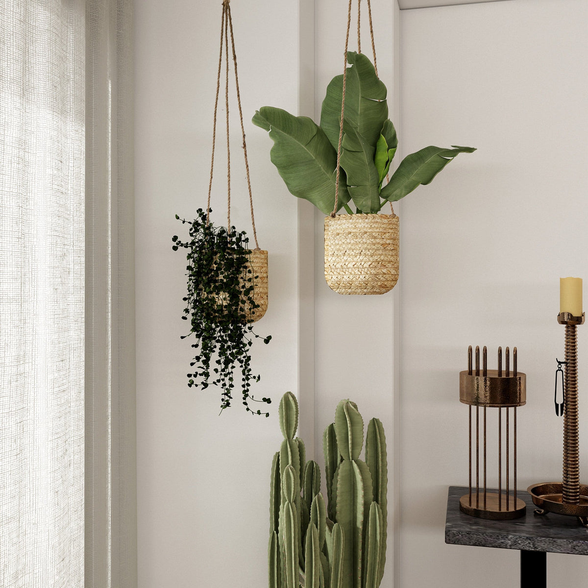 Woven Hanging Plant Pots with Waterproof Interior