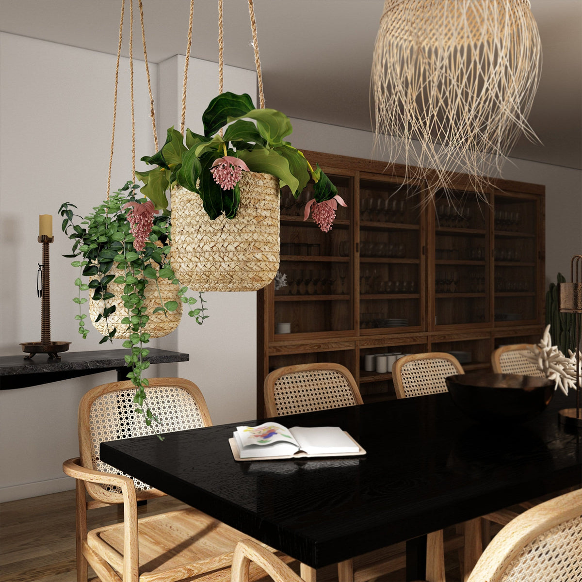 Woven Hanging Plant Pots with Waterproof Interior