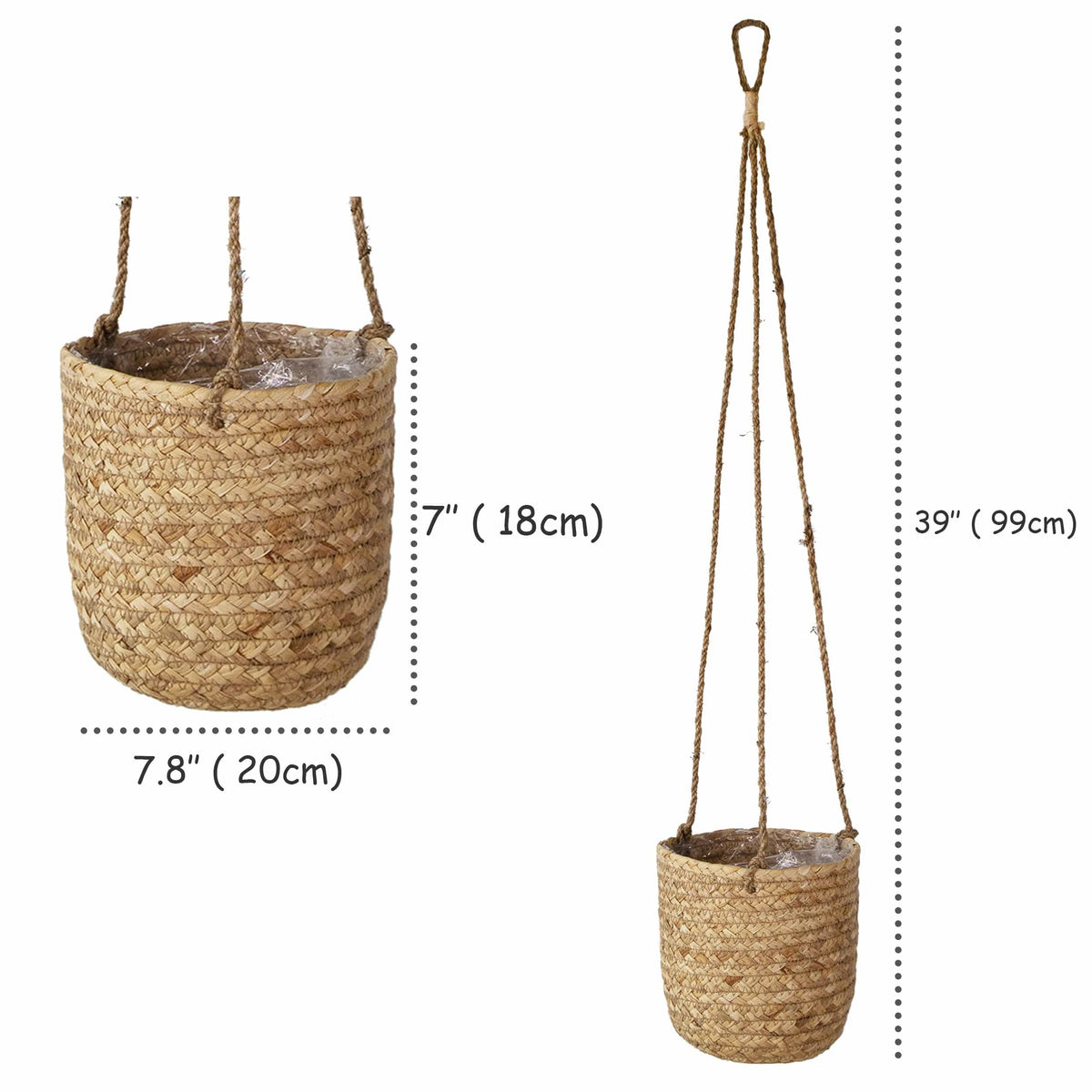 Woven Hanging Plant Pots with Waterproof Interior