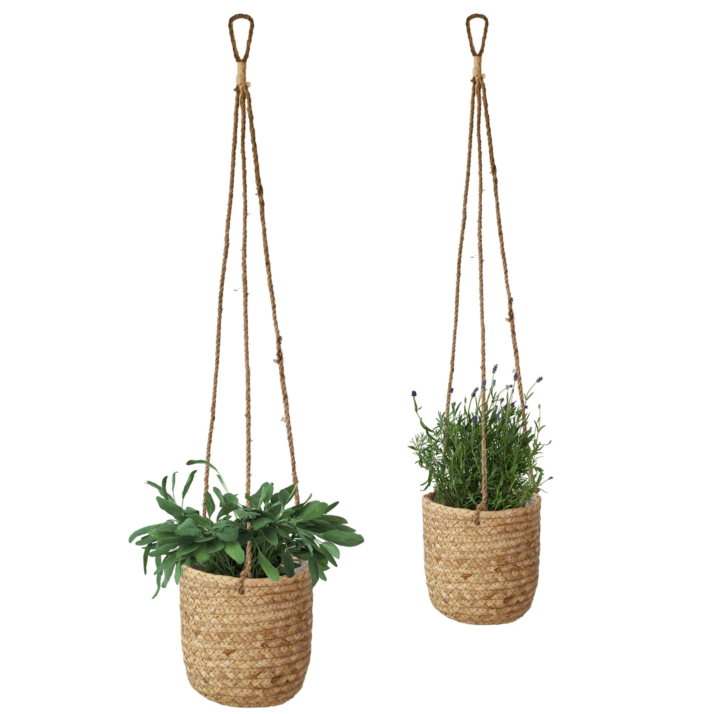 woven hanging baskets for plants Woven Hanging Plant Pots with Waterproof Interior
