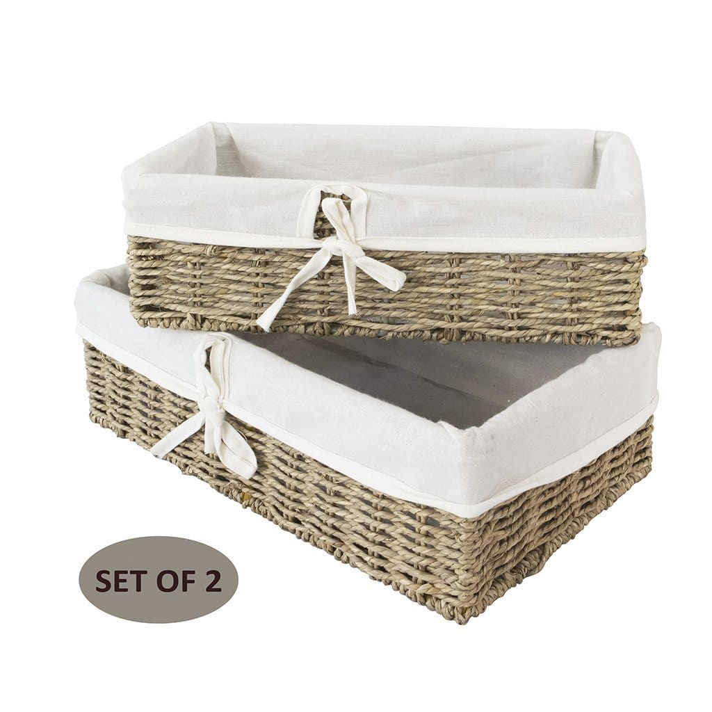 Seagrass Woven Wicker Storage Baskets