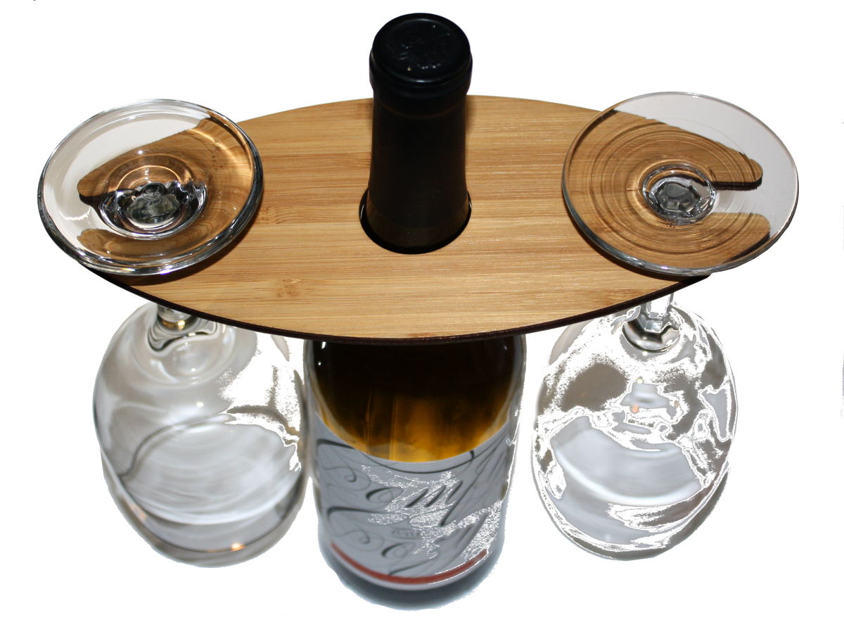 Wooden Wine Glass Caddy - Two Glass