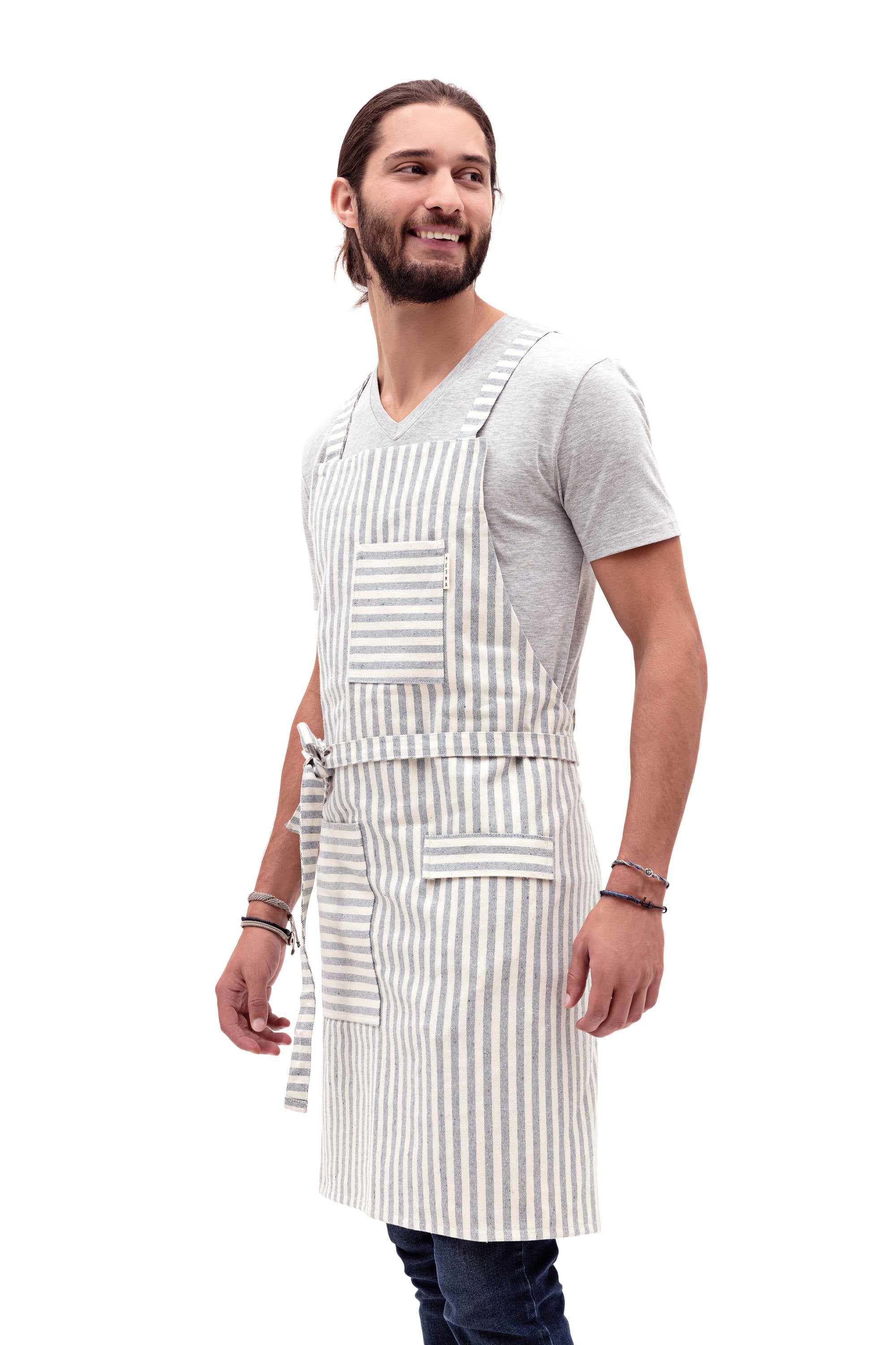 Striped Cross-Back Apron