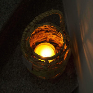 Hand Woven Wicker Candle Holder Lantern & Handle
